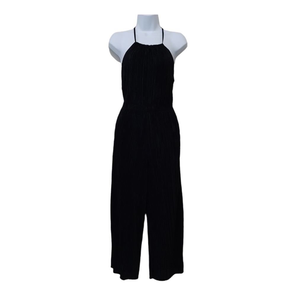 H&M Divided Black Pleated Jumpsuit Black Size 8
